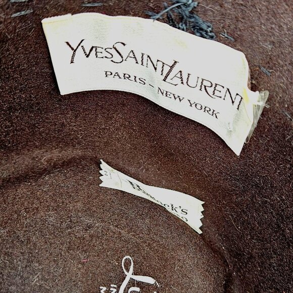 Vintage Yves Saint Laurent Brown Wool Bucket Hat Two Tone Italy 25" - Picture 3 of 12